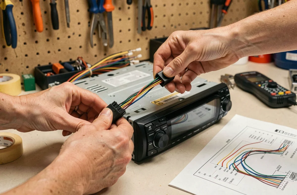 Connexion d'un faisceau adaptateur ISO pour le branchement d'un autoradio universel
