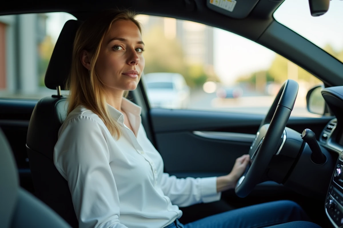 Femme confiante au volant d