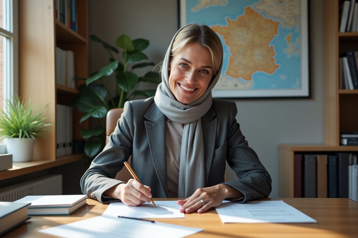 Femme professionnelle remplissant un formulaire officiel