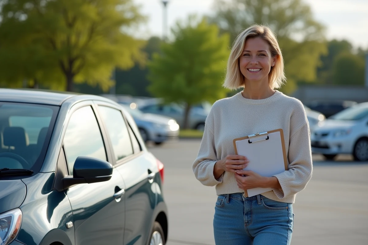 Femme avec un carnet lors d