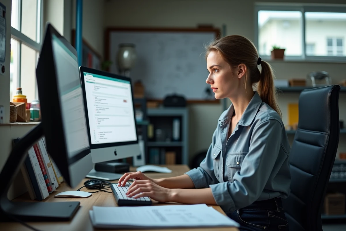 Technicienne femme au bureau dans l